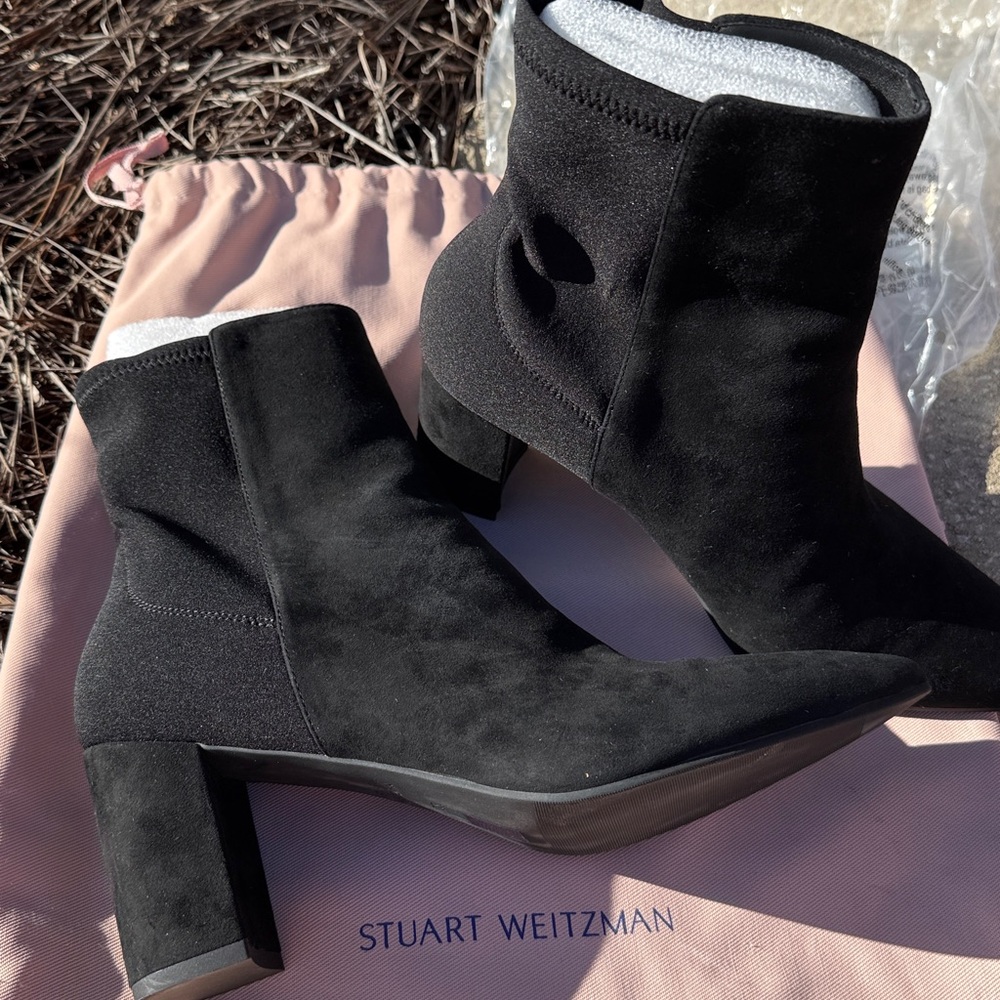 Stuart Weitzman Black Suede Ankle Booties